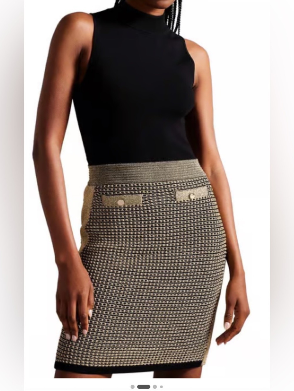 Ted Baker Black and Gold Textured Pencil Skirt